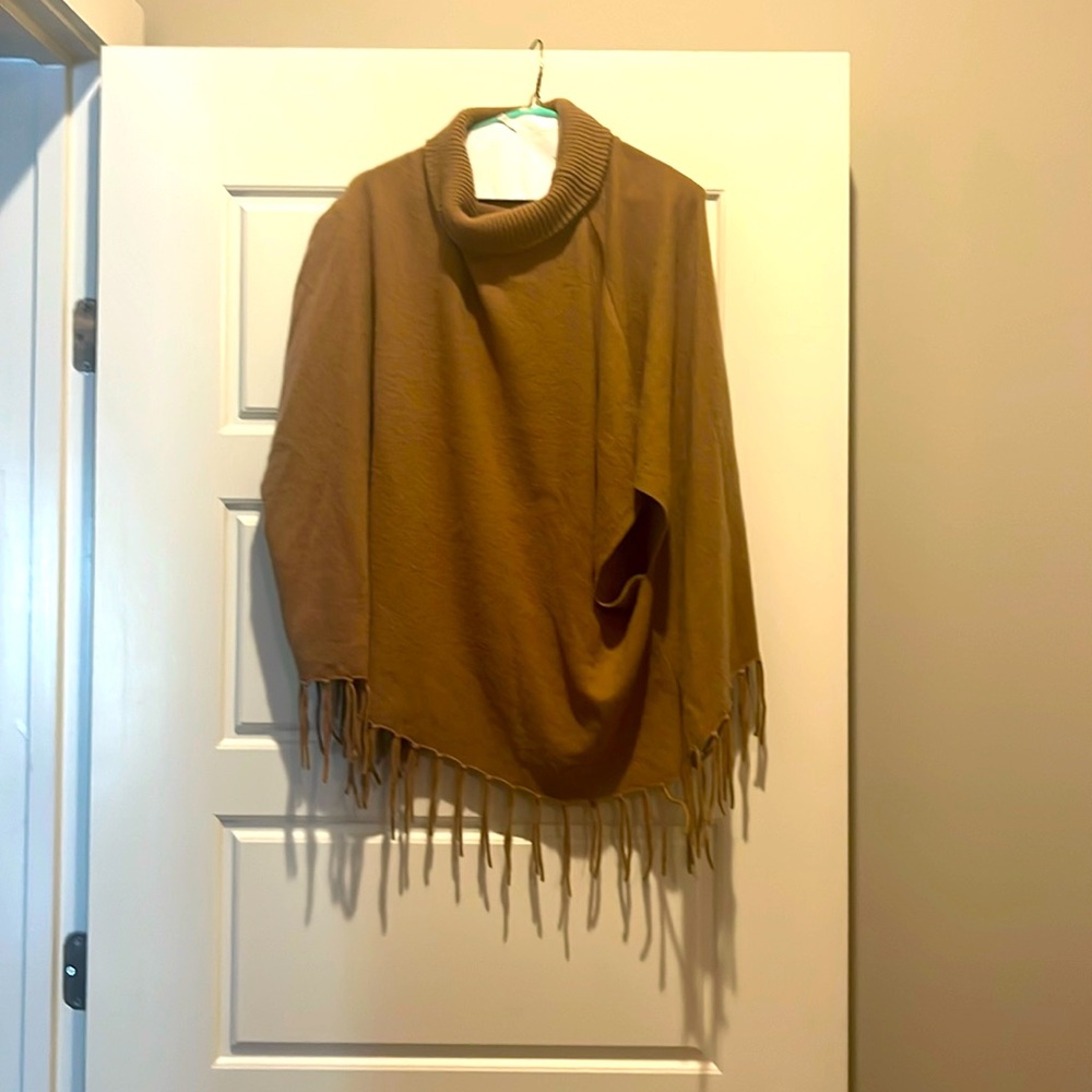 Brown turtle neck poncho